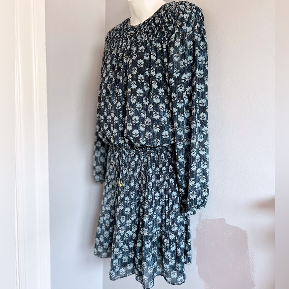 Michael Michael Kors Floral Long Sleeve Mini Dress in Blue • M - Picture 3 of 9